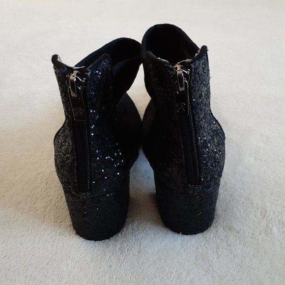 Adrianna Papell Women's Size 8.5 Honey Pump Black Suede Point Toe Glitter Boots - Picture 3 of 11